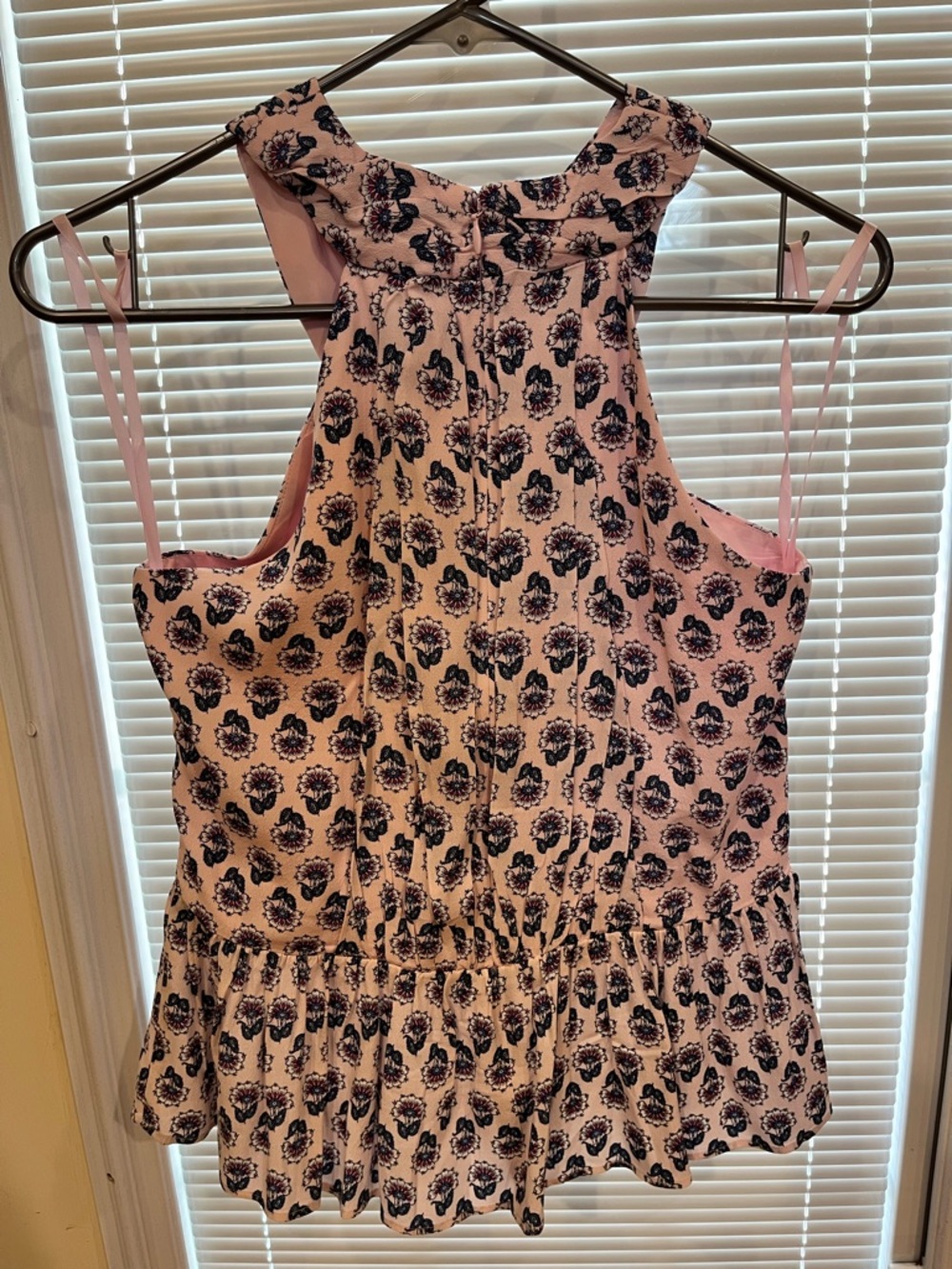 LOFT Pink Floral Sleeveless Peplum Top